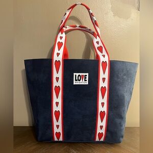 Brighton Navy Tote Bag with Heart Straps Like NEW
